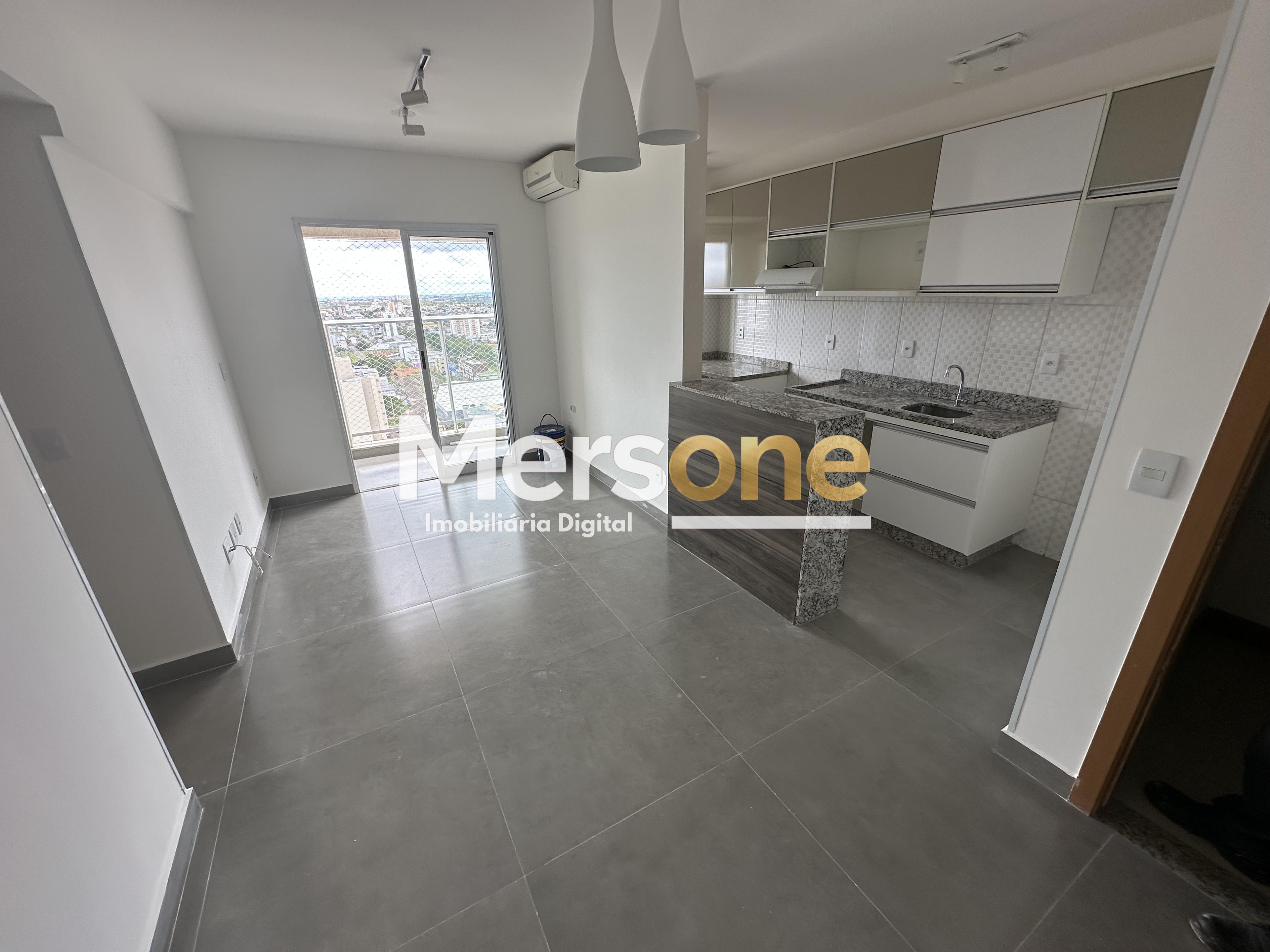 Sala integrada à cozinha americana no Boulevard das Acácias